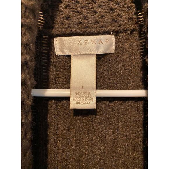 Kenar Open Front Short Sleeve Cardigan Large Brown Wool Textured Knit Sweater - Picture 6 of 7